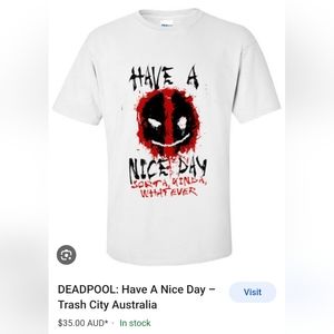 Have a nice day kinda, Deadpool shirt, white, size M never worn